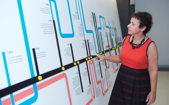 Project director Dr Avril Alba inside the Sydney Jewish Museum's new permanent Holocaust and Human Rights exhibition. Photo: Giselle Haber Project director Dr Avril Alba inside the Sydney Jewish Museum's new permanent Holocaust and Human Rights exhibition. Photo: Giselle Haber