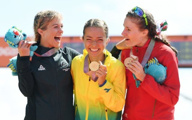 Jemima Montag (middle) with Alana Barber (left) and Bethan Davies. Jemima Montag (middle) with Alana Barber (left) and Bethan Davies.