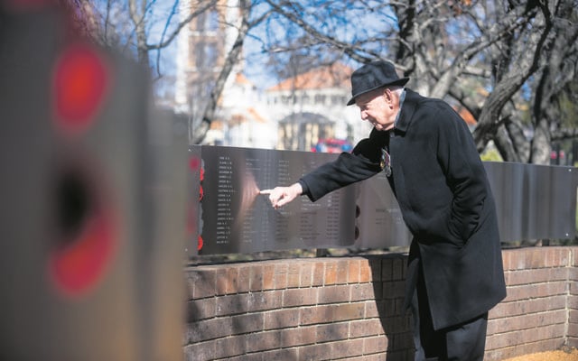 Jules Hoffman points to his brother Adolf's name on the National Jewish War Memorial. Photo: Dion Georgopoulos Jules Hoffman points to his brother Adolf's name on the National Jewish War Memorial. Photo: Dion Georgopoulos