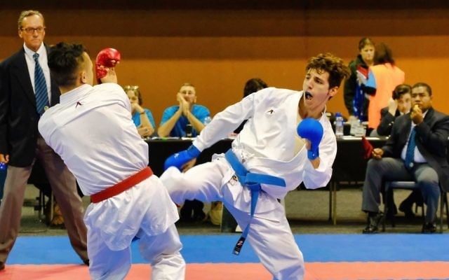 Richard Basckin (right) in action.