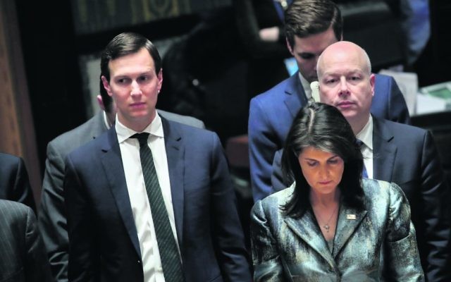 Jared Kushner with US ambassador to the United Nations Nikki Haley. Photo: Drew Angerer/Getty Images Jared Kushner with US ambassador to the United Nations Nikki Haley. Photo: Drew Angerer/Getty Images
