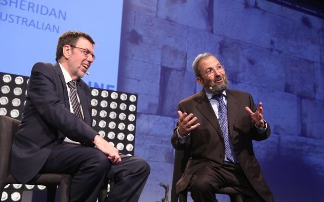 Ehud Barak, (right) with, Greg Sheridan. Photo: Giselle Haber Ehud Barak, (right) with, Greg Sheridan. Photo: Giselle Haber