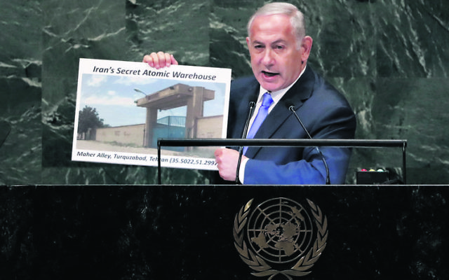 Benjamin Netanyahu addressing the UN General Assembly last week. Photo: AP Photo/Richard Drew Benjamin Netanyahu addressing the UN General Assembly last week. Photo: AP Photo/Richard Drew
