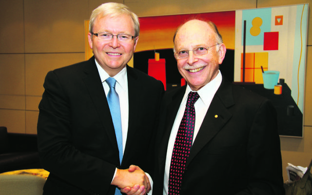 Kevin Rudd (left) and Mark Leibler in 2011. Photo: Peter Haskin Kevin Rudd (left) and Mark Leibler in 2011. Photo: Peter Haskin