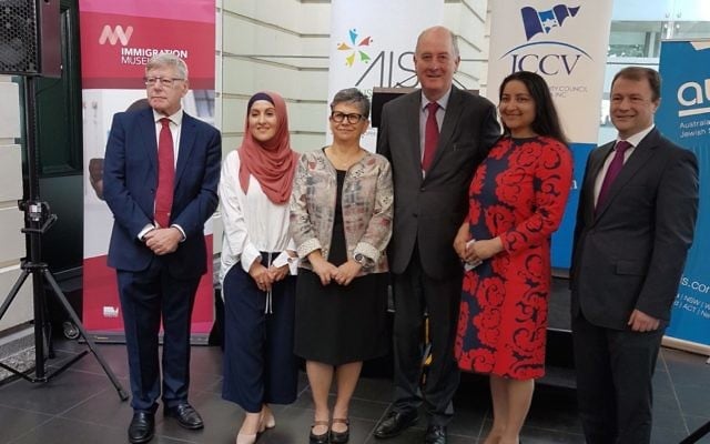 From left, Bruce Atkinson, Saara Sabbagh, Jennifer Huppert, Richard Wynne, Rohini Kappadath, general manager of the Immigration Museum, and Ahmet Keskin. From left, Bruce Atkinson, Saara Sabbagh, Jennifer Huppert, Richard Wynne, Rohini Kappadath, general manager of the Immigration Museum, and Ahmet Keskin.