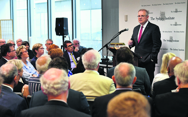 Prime Minister Scott Morrison speaking at the Sydney Institute last Saturday.
Photo: AAP Image/Mick Tsikas Prime Minister Scott Morrison speaking at the Sydney Institute last Saturday.
Photo: AAP Image/Mick Tsikas