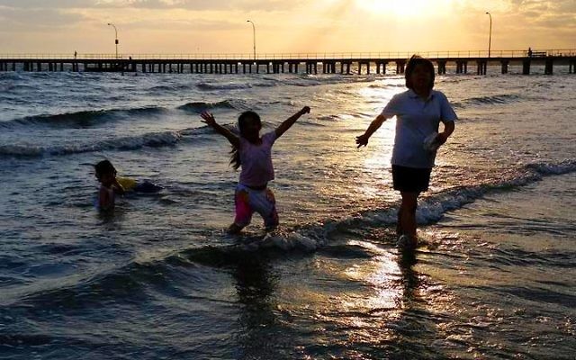 Melly Legiman's children enjoying Dromana beach. Melly Legiman's children enjoying Dromana beach.