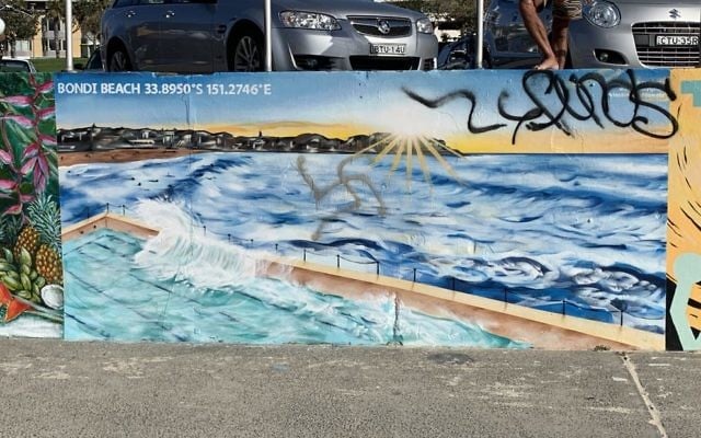 A swastika at Bondi Beach. A swastika at Bondi Beach.