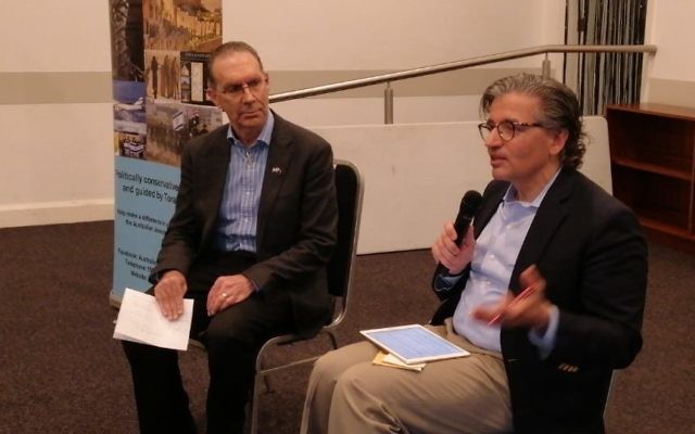 AJA president David Adler (left) in conversation with Dr Zuhdi Jasser. AJA president David Adler (left) in conversation with Dr Zuhdi Jasser.