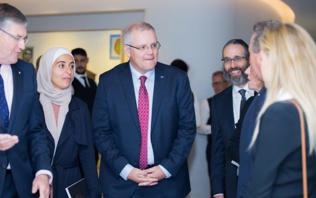 Prime Minister Scott Morrison (centre) with Amna Karra-Hassan (left) and
Rabbi Zalman Kastel (right) at a Together for Humanity function last year. Prime Minister Scott Morrison (centre) with Amna Karra-Hassan (left) and
Rabbi Zalman Kastel (right) at a Together for Humanity function last year.