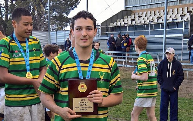 Gordon’s Zac McNeil, after his team’s
U14 boys’ state championships
grand final win in Orange.