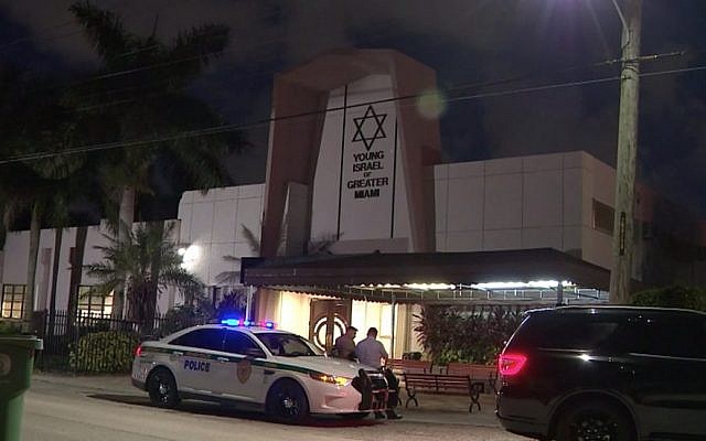 The Young Israel of Greater Miami synagogue on the night of the shooting, July 28, 2019.