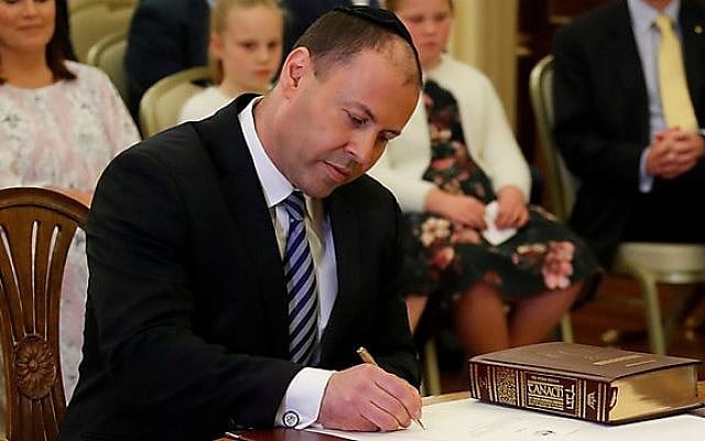 Josh Frydenberg being sworn in as Federal Treasurer. Josh Frydenberg being sworn in as Federal Treasurer.