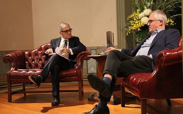 John Mangos (left) interviewing Malcolm Turnbull at Sunday’s Friends of Wolper Hospital event. John Mangos (left) interviewing Malcolm Turnbull at Sunday’s Friends of Wolper Hospital event.