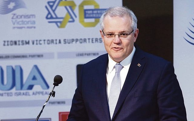 Scott Morrison, pictured speaking at Beth Weizmann Community Centre in 2018, has once again stood up on the world stage for Israel.
Photo: Peter Haskin Scott Morrison, pictured speaking at Beth Weizmann Community Centre in 2018, has once again stood up on the world stage for Israel.
Photo: Peter Haskin