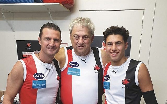From left: Glen, Brian and Toby Sheezel last Saturday, when Toby made his senior debut for the Jackas. From left: Glen, Brian and Toby Sheezel last Saturday, when Toby made his senior debut for the Jackas.