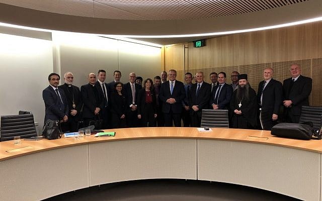 Prime Minister Scott Morrison (centre) with faith community leaders. Prime Minister Scott Morrison (centre) with faith community leaders.