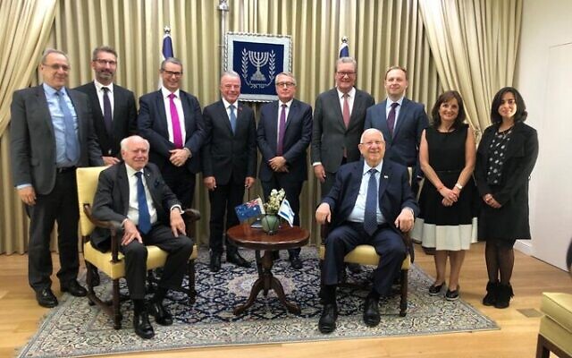 Israeli President Reuven Rivlin meets the Australian delegation, led by former prime minister John Howard. Photo: Mark Neiman, GPO Israeli President Reuven Rivlin meets the Australian delegation, led by former prime minister John Howard. Photo: Mark Neiman, GPO