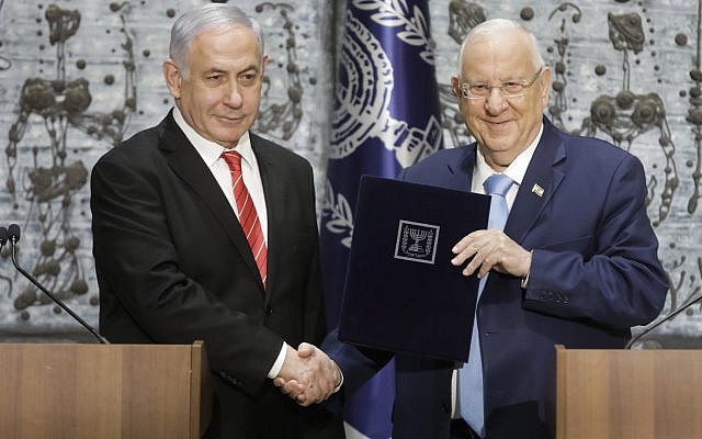 Israeli President Reuven Rivlin last week tasked Benjamin Netanyahu with forming a new government. Photo: AP Photo/Sebastian Scheiner Israeli President Reuven Rivlin last week tasked Benjamin Netanyahu with forming a new government. Photo: AP Photo/Sebastian Scheiner