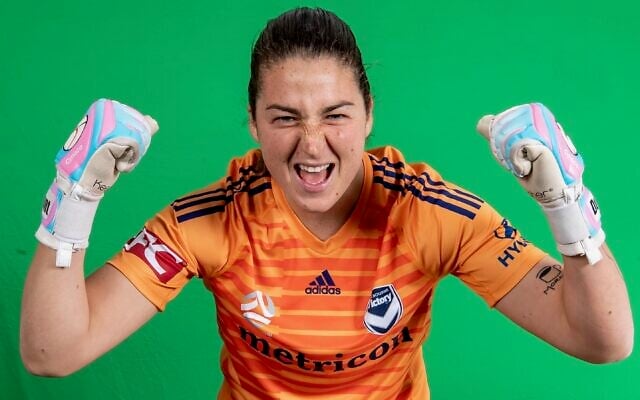 Melissa Maizels in her new Melbourne Victory goalkeeper’s shirt. Melissa Maizels in her new Melbourne Victory goalkeeper’s shirt.
