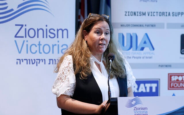 Amira Ahronoviz, JAFI CEO, addressing the Zionism Victoria annual assembly. Photo: Peter Haskin Amira Ahronoviz, JAFI CEO, addressing the Zionism Victoria annual assembly. Photo: Peter Haskin