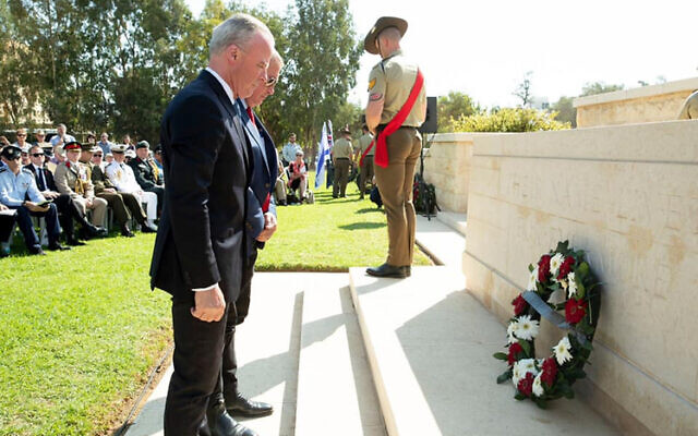 Laying a wreath at the Anzac Memorial in Beersheba. Photo: Facebook Laying a wreath at the Anzac Memorial in Beersheba. Photo: Facebook