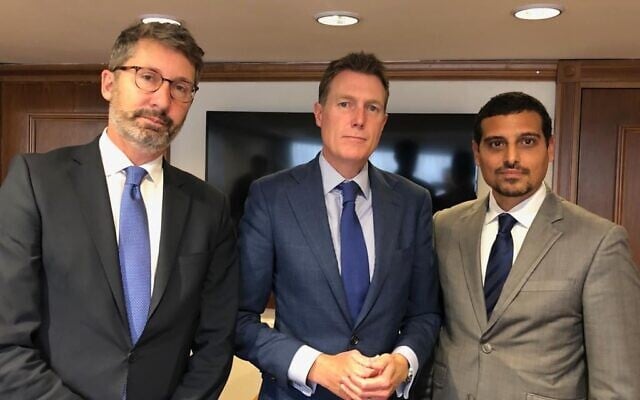 Manny Waks (right) pictured with Australian ambassador to Israel Chris Cannan and Australian Attorney-General Christian Porter. Manny Waks (right) pictured with Australian ambassador to Israel Chris Cannan and Australian Attorney-General Christian Porter.