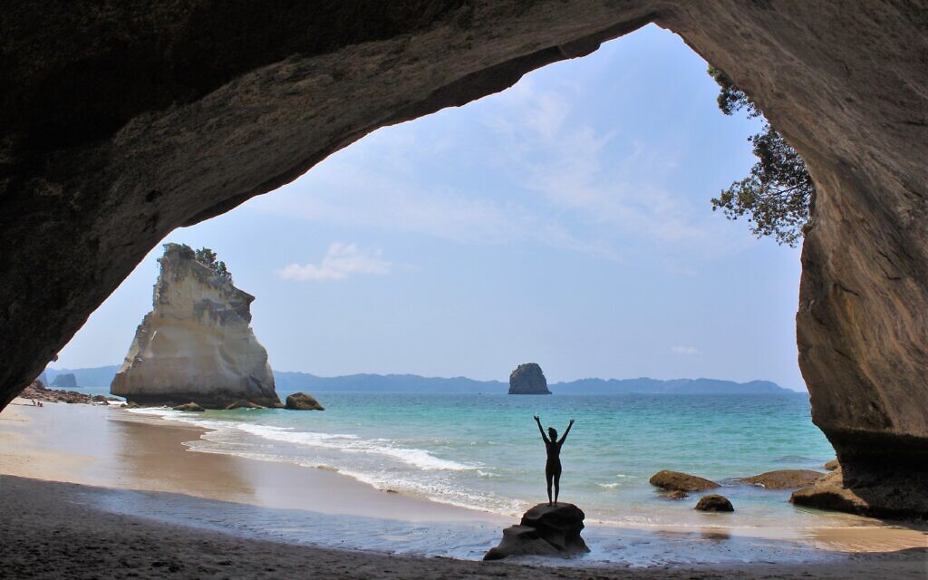 Amelia Iliamo at Cathedral Cove, New Zealand. Photo entered by Sharon Flitman.