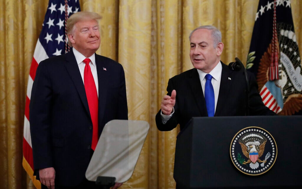 US President Donald Trump and Israeli Prime Minister Benjamin Netanyahu addressing the media on January 28. Photo: AP Photo/Alex Brandon US President Donald Trump and Israeli Prime Minister Benjamin Netanyahu addressing the media on January 28. Photo: AP Photo/Alex Brandon
