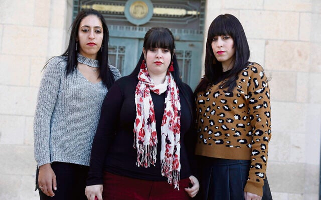 From left: Elly Sapper, Dassi Erlich and Nicole Meyer at the Jerusalem District
Court last year. Photo: EPA/Abir Sultan From left: Elly Sapper, Dassi Erlich and Nicole Meyer at the Jerusalem District
Court last year. Photo: EPA/Abir Sultan