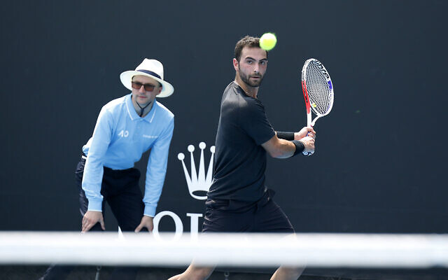 Noah Rubin in action at Melbourne Park. Photo: Peter Haskin Noah Rubin in action at Melbourne Park. Photo: Peter Haskin