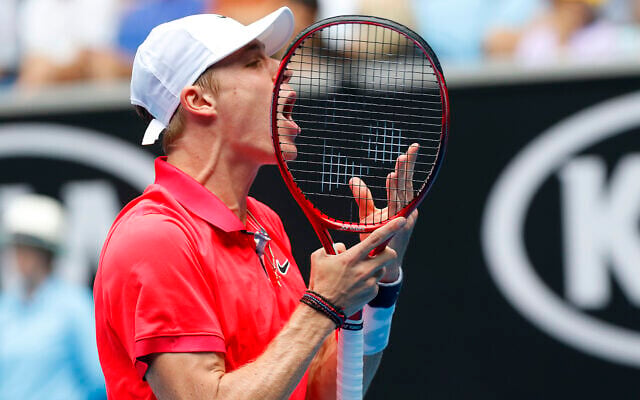 Denis Shapovalov shows his frustration during his first-round loss on Monday. Photo: Peter Haskin Denis Shapovalov shows his frustration during his first-round loss on Monday. Photo: Peter Haskin
