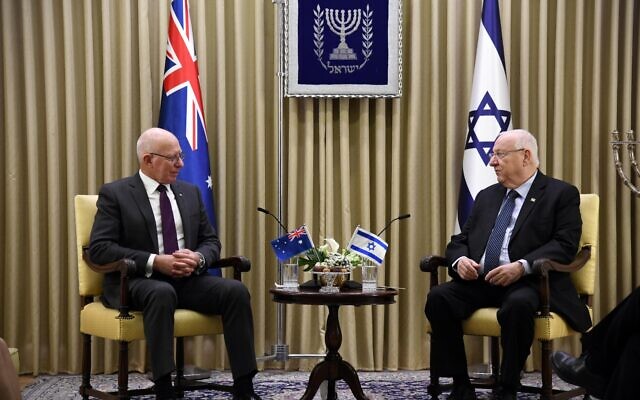 David Hurley meeting with Reuven Rivlin on Tuesday. Photo: Israel GPO David Hurley meeting with Reuven Rivlin on Tuesday. Photo: Israel GPO