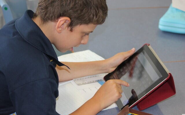 A Mount Sinai College student on their iPad. A Mount Sinai College student on their iPad.