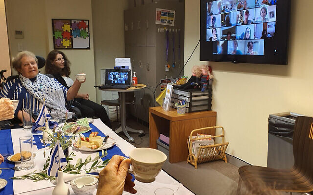 Montefiore residents enjoying a virtual afternoon tea last week. Montefiore residents enjoying a virtual afternoon tea last week.