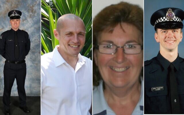 From left: Constable Glen Humphris, Senior Constable Kevin King, Leading Senior Constable Lynette Taylor and Constable Josh Prestney. Credit: Victoria Police From left: Constable Glen Humphris, Senior Constable Kevin King, Leading Senior Constable Lynette Taylor and Constable Josh Prestney. Credit: Victoria Police