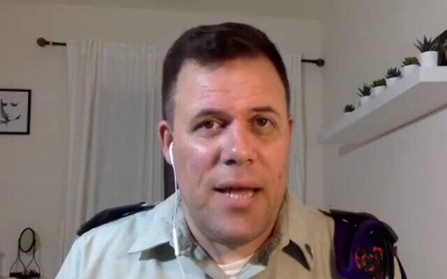 Lieutenant-Colonel Jonathan
Conricus during last week’s online
briefing. Photo: Screenshot Lieutenant-Colonel Jonathan
Conricus during last week’s online
briefing. Photo: Screenshot