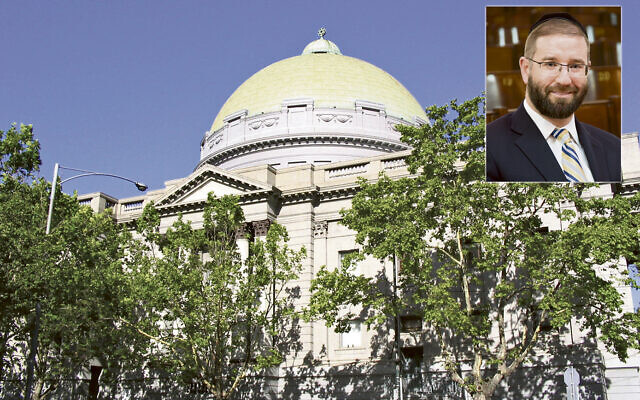Above: Melbourne Hebrew Congregation. Inset: Rabbi Ephraim Lever. Above: Melbourne Hebrew Congregation. Inset: Rabbi Ephraim Lever.