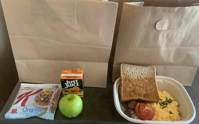 A day's rations for those in quarantine at the Sofitel. A day's rations for those in quarantine at the Sofitel.