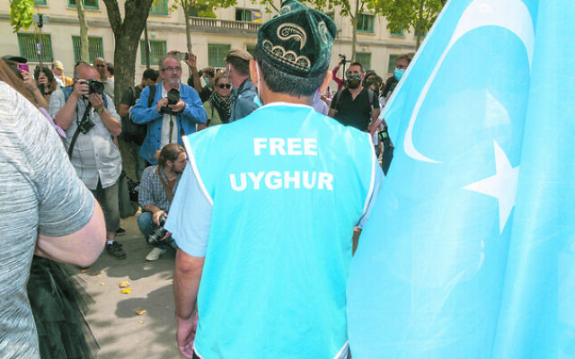 A Uyghur solidarity rally last weekend in front of the Chinese embassy in Paris. Photo: Serge Tenani/Avenir Pictures/ABACAPRESS.COM A Uyghur solidarity rally last weekend in front of the Chinese embassy in Paris. Photo: Serge Tenani/Avenir Pictures/ABACAPRESS.COM