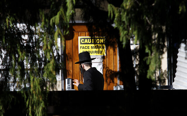 A member of the Satmar community arriving at his shule in Ripponlea this week. A member of the Satmar community arriving at his shule in Ripponlea this week.