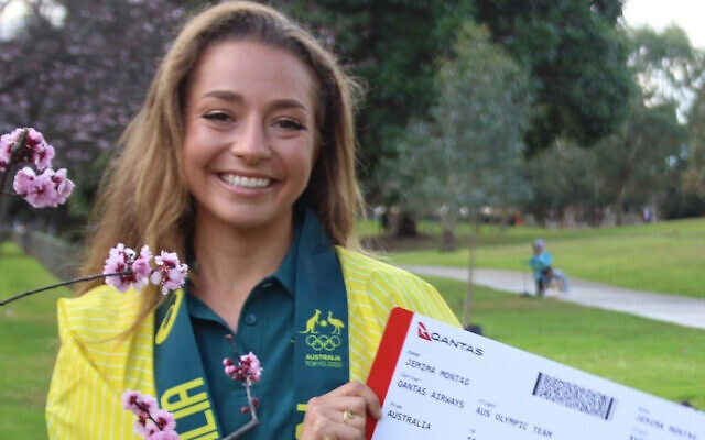 Montag holding her ‘ticket’ to Tokyo for next year’s Olympic Games. Montag holding her ‘ticket’ to Tokyo for next year’s Olympic Games.