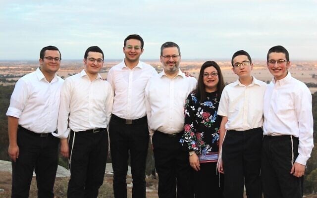 David and Miriam Klein (centre) with their sons, from left, Yoni, Gavriel, Benji,
Zevi and Ari. David and Miriam Klein (centre) with their sons, from left, Yoni, Gavriel, Benji,
Zevi and Ari.