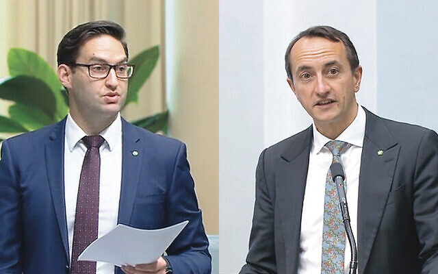 Josh Burns (left) and Dave Sharma speaking in Parliament on Monday.
Photos: Screenshot Josh Burns (left) and Dave Sharma speaking in Parliament on Monday.
Photos: Screenshot