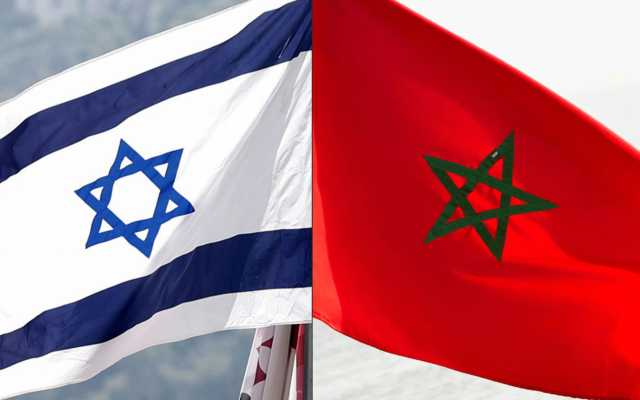 The flags of Israel and Morocco. The flags of Israel and Morocco.