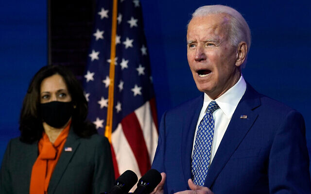 Joe Biden, joined by Kamala Harris, speaks on November 9, 2020, in Wilmington, Delaware. Photo: AP Photo/Carolyn Kaster Joe Biden, joined by Kamala Harris, speaks on November 9, 2020, in Wilmington, Delaware. Photo: AP Photo/Carolyn Kaster