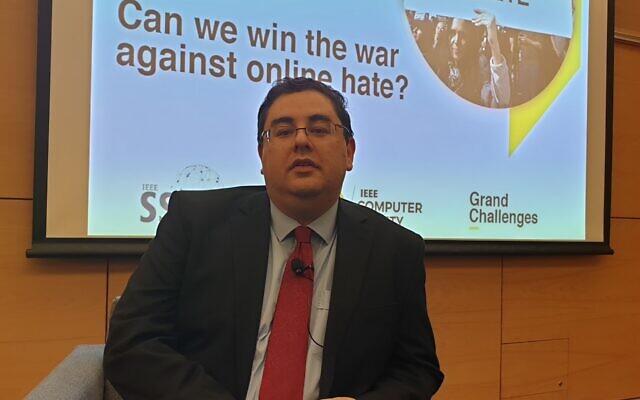 Dr Andre Oboler giving a talk at the University of NSW in 2019. Dr Andre Oboler giving a talk at the University of NSW in 2019.