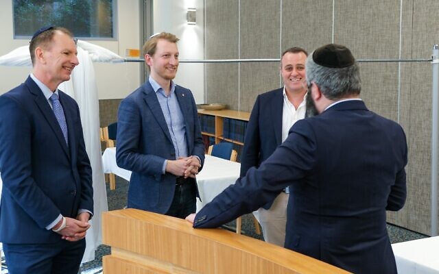 Senator James Paterson (second from left) with Liberal MPs David Southwick and Tim Wilson. Photo: Facebook Senator James Paterson (second from left) with Liberal MPs David Southwick and Tim Wilson. Photo: Facebook