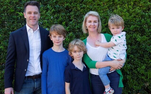 Chris Minns (left) with wife Anna and their children. Photo: Supplied Chris Minns (left) with wife Anna and their children. Photo: Supplied