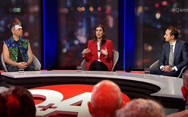 Mitch Tambo, Randa Abdel-Fattah and Dave Sharma on Q&A. Mitch Tambo, Randa Abdel-Fattah and Dave Sharma on Q&A.